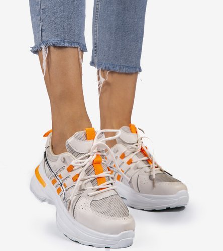 Béžová/oranžová športová obuv C9288