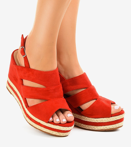 Červené espadrillové sandále na platforme FG6