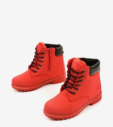 Červené šnurovacie traperské topánky Ermington