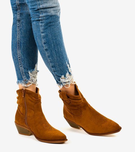 Hnedé semišové vysoké topánky botki kovbojské topánky Euphelea