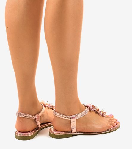 Ružové ploché sandále zdobené LS22