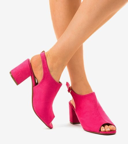 Ružové sandále na podpätku so zvrškom Z029